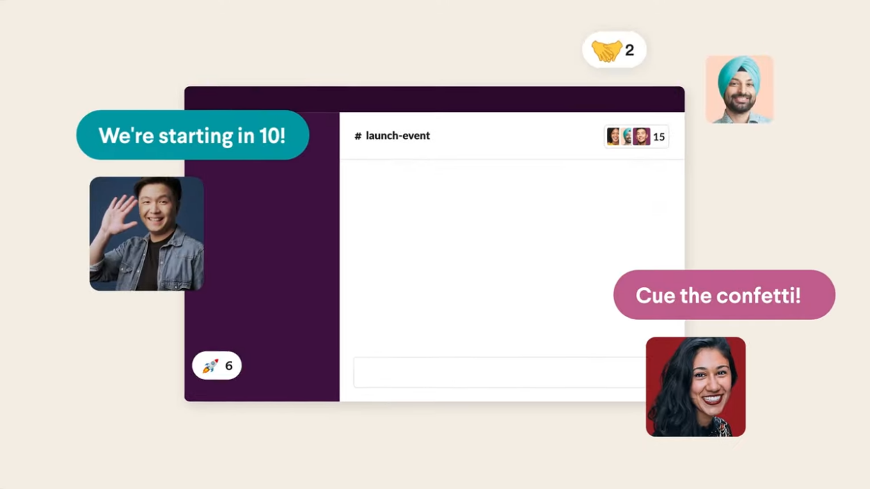 A Slack Chat Interface Showing a Countdown for A Launch Event