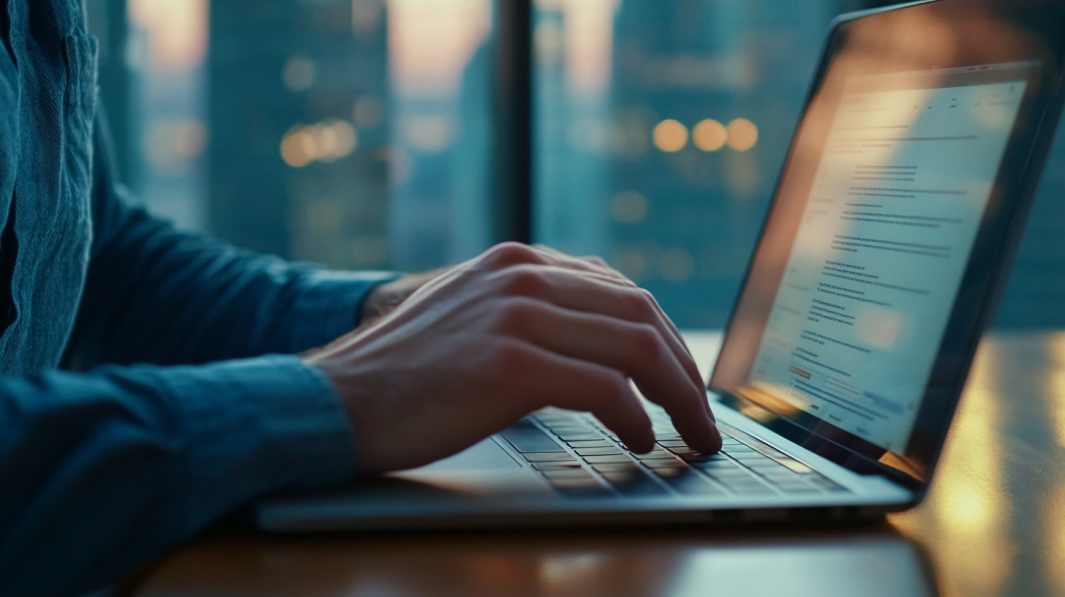 Man Staying Informed About Google's Actions While Working on a Laptop