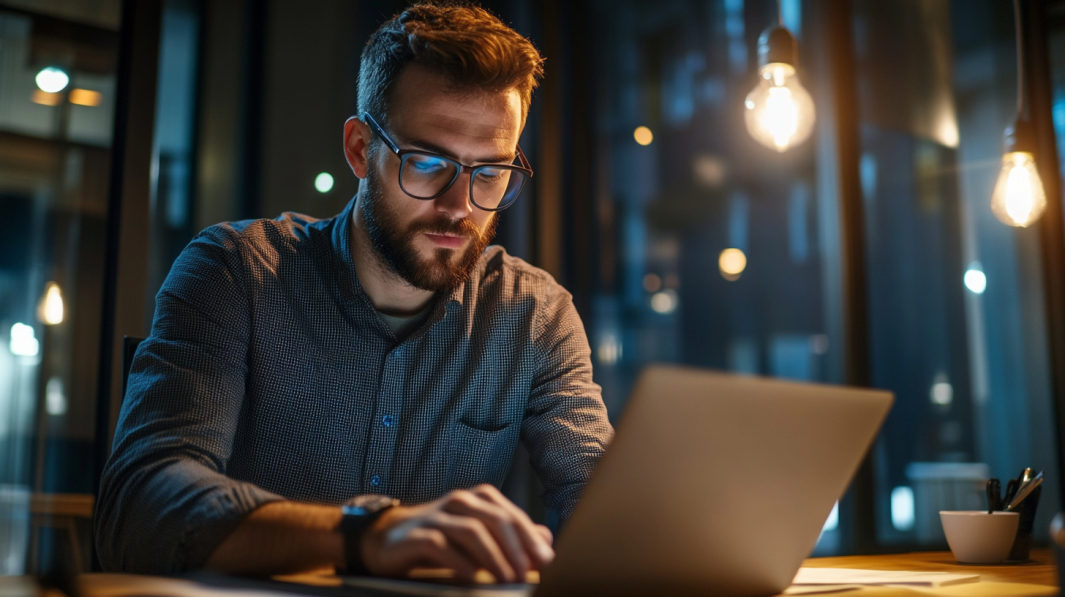 A Man Using Tools for Improving Workplace Productivity